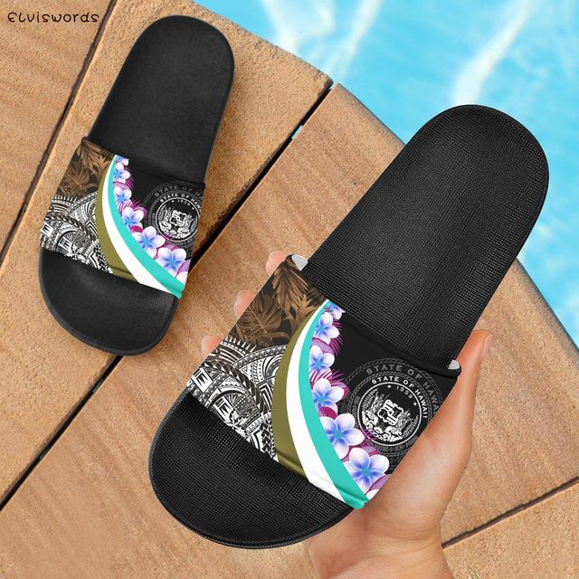 

Polynesian Tonga Tribal Pattern Indoor Slip On Casual Ladies Slides Comfortable Women's Summer Flip Flops Slippers, Black
