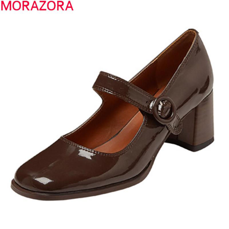 

2021 Arrival High Heels Shoes Genuine Leather Women Pumps Spring Summer Buckle Mary Jane Ladies Single Dress, Black