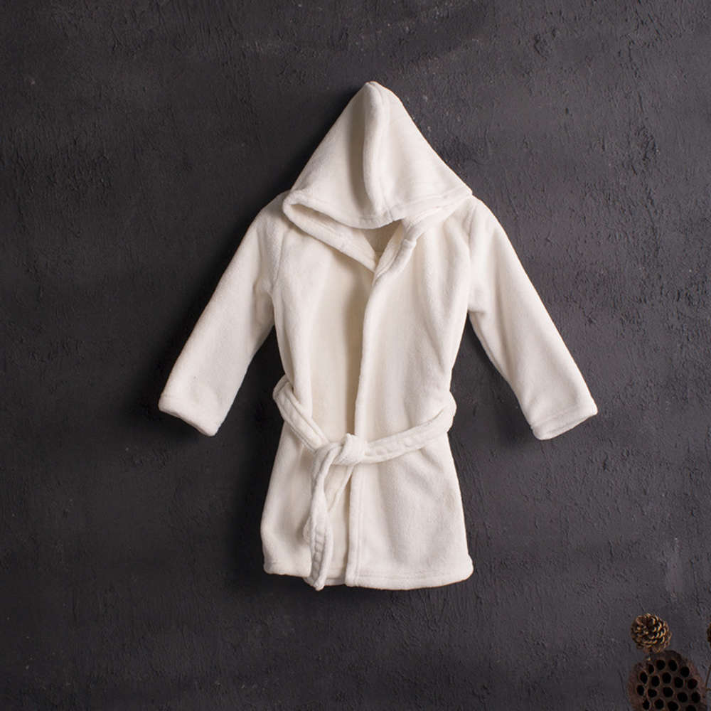 

Coral velvet children's bathrobe Baby Plush Nightgown super soft mink hooded pajamas straight