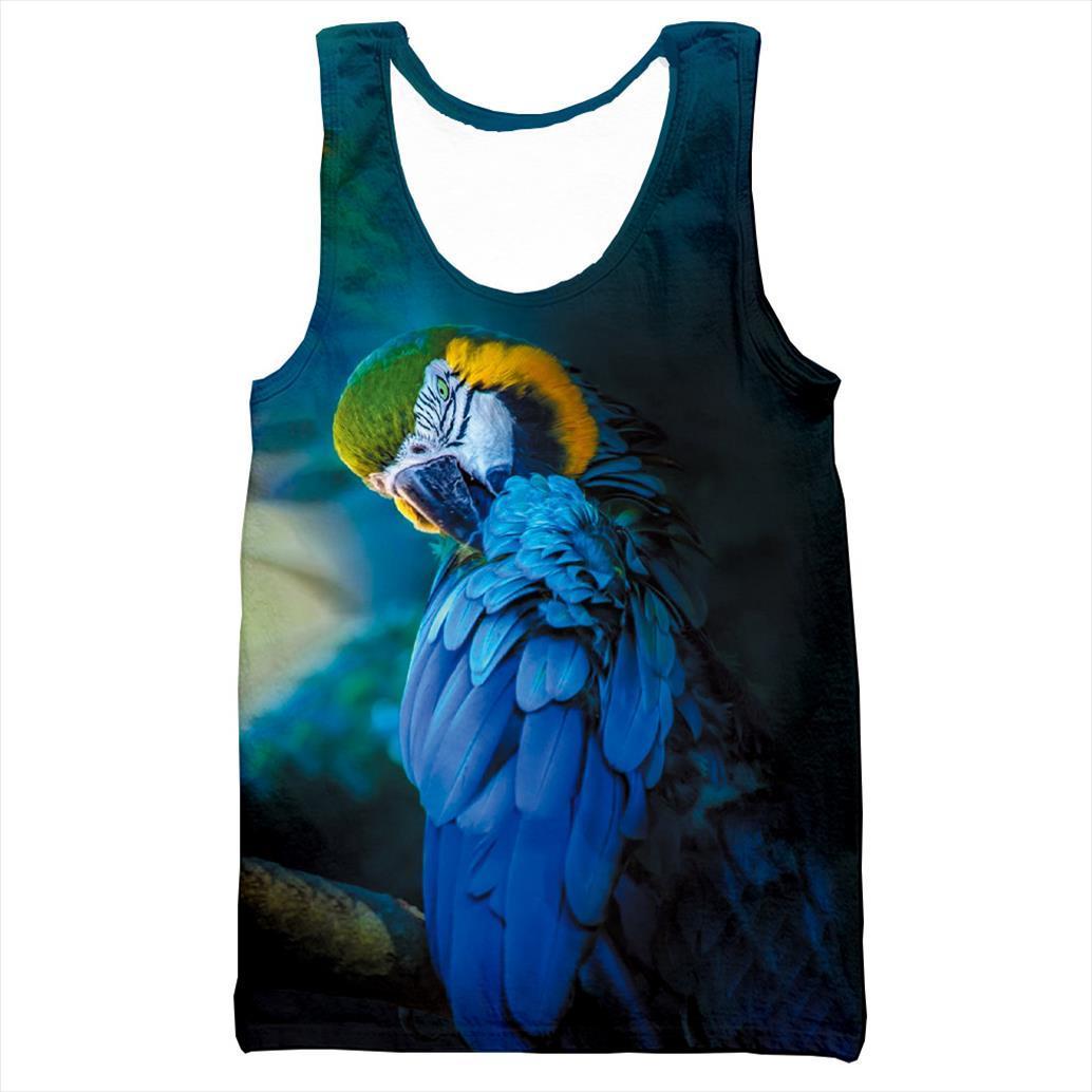 

parrot men women fashion cool mens 3d printed vest summer casual harajuku style streetwear dropshipping, White;black