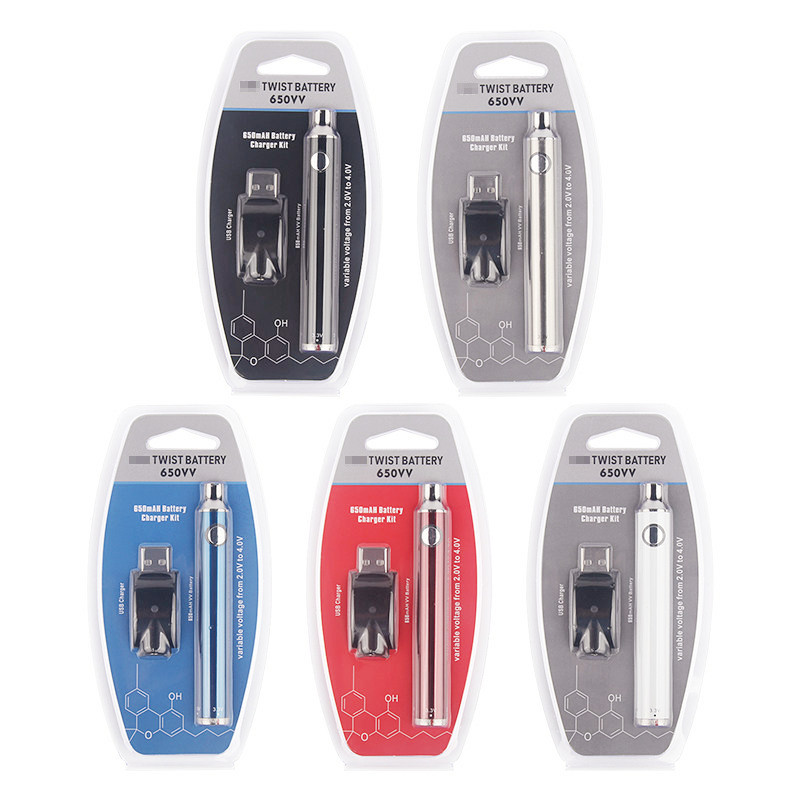 

650mAh 510 Thread Battery Twist Variable Voltage Preheat Vape Pen With USB Charger For Thick Oil Cartridges