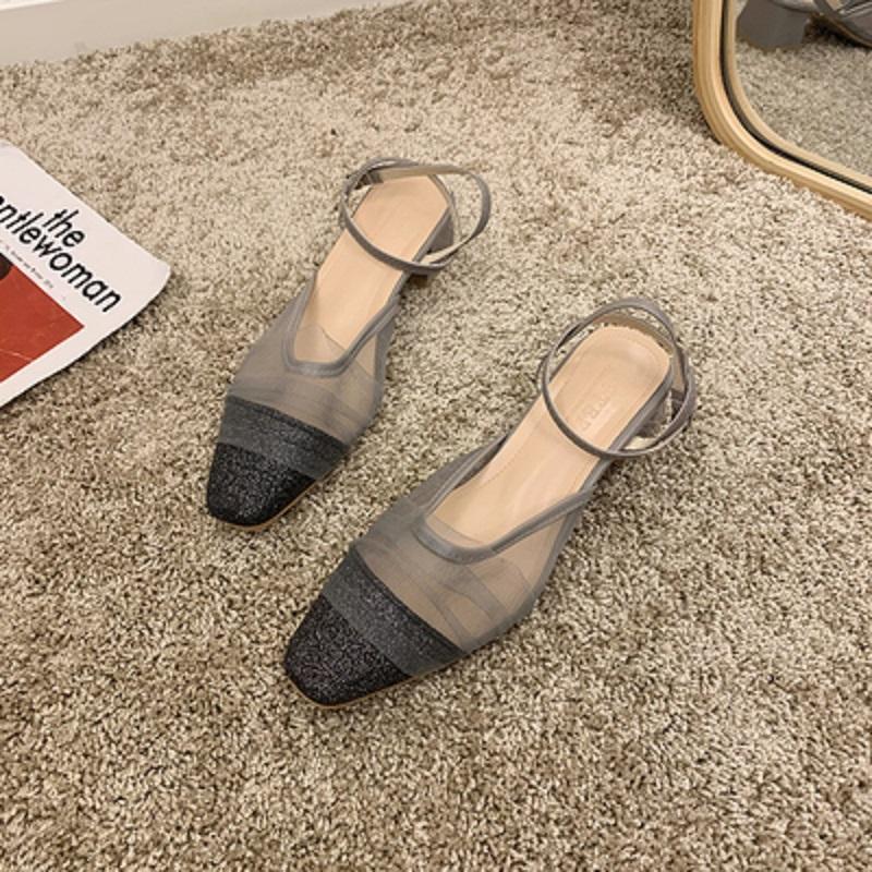

Sandals Color Matching Square Toe Fashion And Elegant Ladies Summer Style Buckle All-Match Temperament High Heels., Apricot
