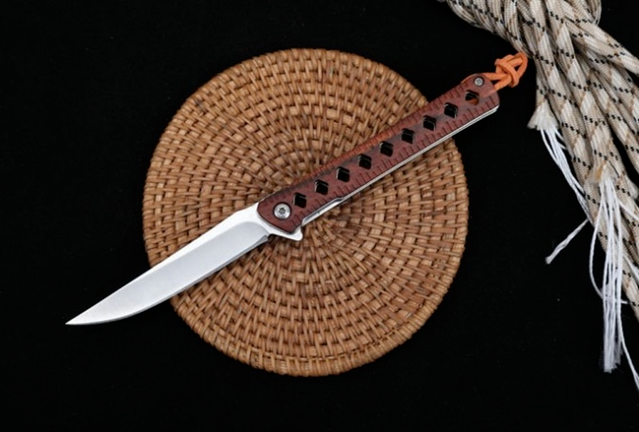 

Mini Pocket Folding Knife D2 Blade Wood Handle Camping Tactical Rescue Hunting Fishing EDC Survival Tool Knives Xmas Gift a3805