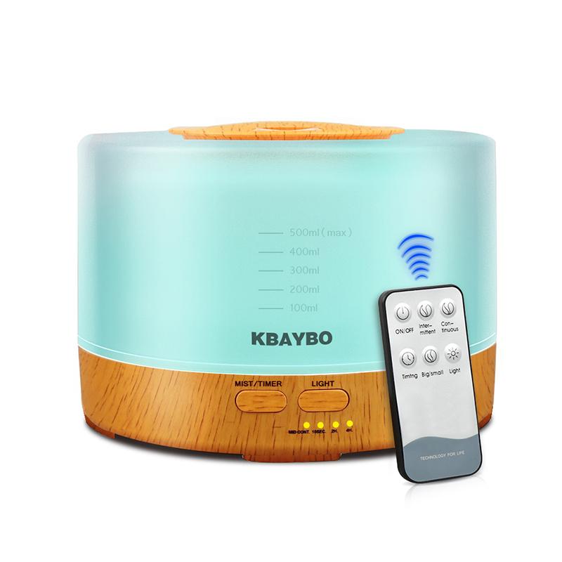 

500ml Remote Control Aroma Essential Oil Diffuser Ultrasonic Air Humidifier With 4 Timer Settings LED Lamp Humidifiers