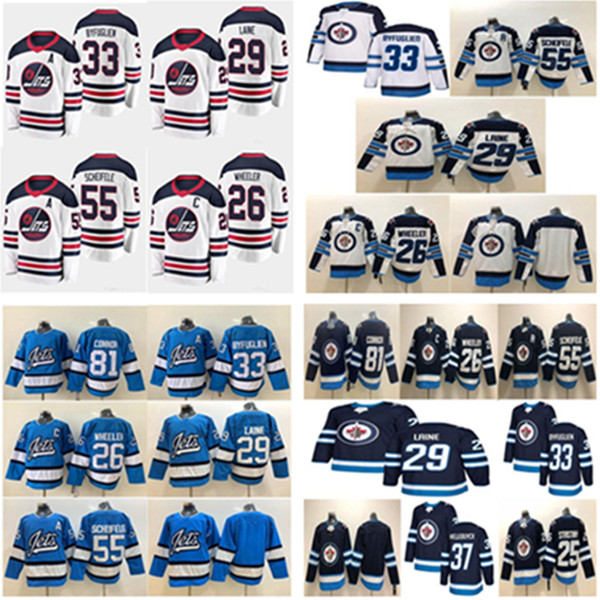 

Winnipeg Jets 29 Patrik Laine Jersey 26 Blake Wheeler 33 DustinByfuglien 55 Mark Scheifele 37 Hellebuyck Hockey Jerseys, Colour 4