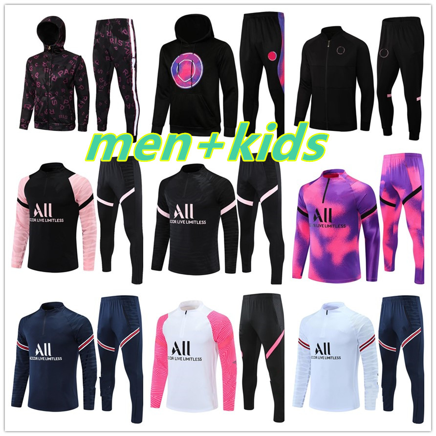 

2122 mbappe survêtements Long-sleeved football tracksuit training jogging 2021 2022 soccer hooded jacket men, Black