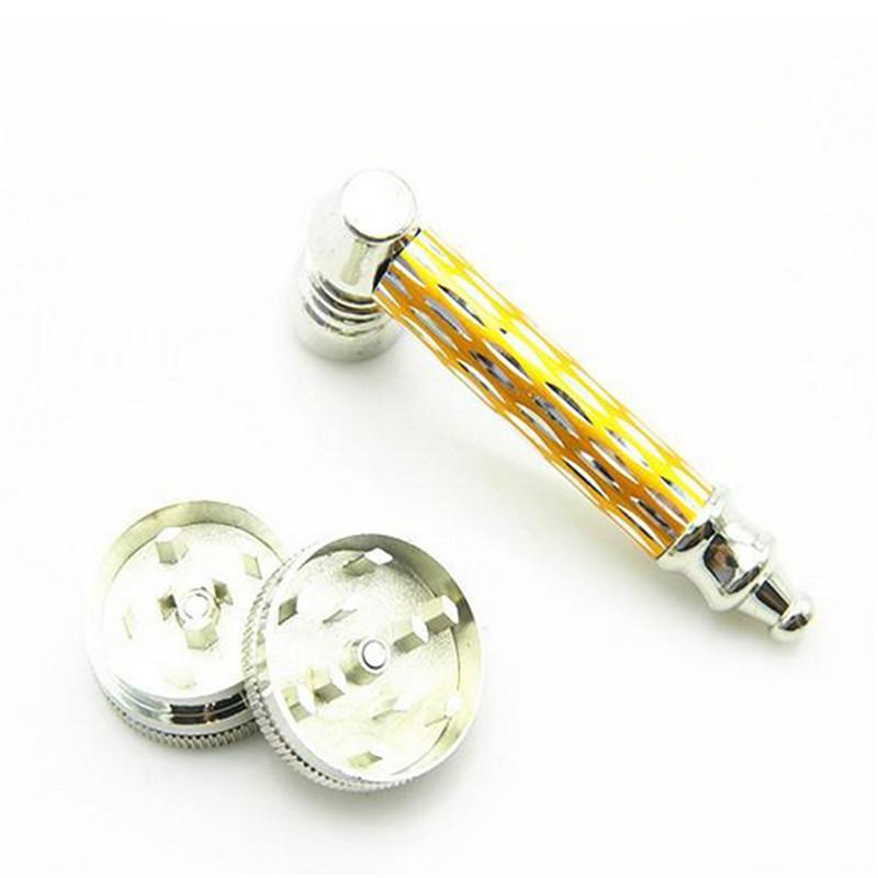 

Wholesale aluminum alloy carved with a cover metal pipe tobacco grinder set 2 layers of manual herb grinders hookahs