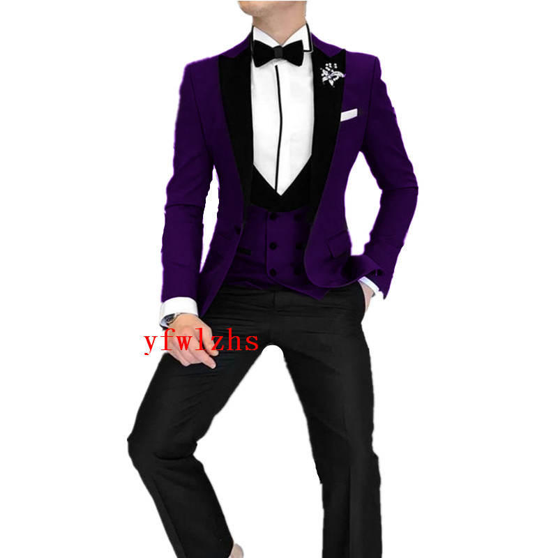 

Custom-made One Button Groomsmen Peak Lapel Groom Tuxedos Men Suits Wedding/Prom/Dinner Man Blazer(Jacket+Pants+Tie+Vest) W879, Same as image