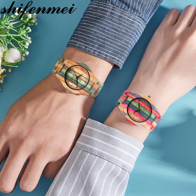 

Wristwatches 2021 Watch Women Natural Wood Bamboo Watches Womens Vintage Wooden Business Quartz Relogio, Slivery;brown