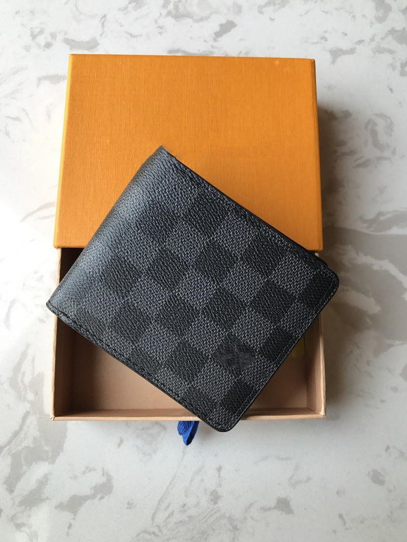 

GGs LVs louiseity viutonity LOUISS VUTTONS Multiple Wallet Luxury Designers Men Short Compact Wallets Bifold Card Holder Pocket Purse with Box, Brown grid