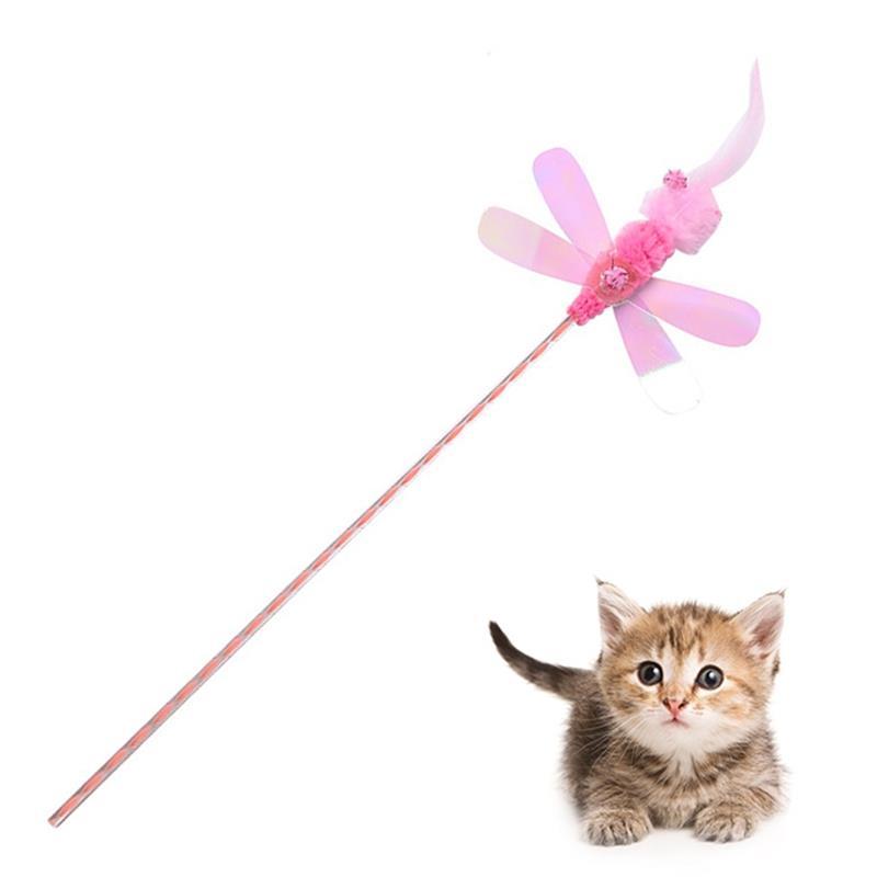 

Cat Toy Faux Feather Dragonfly Creative Sequins For Kitten Wand Cats Teaser Game Stick Gatos Toys