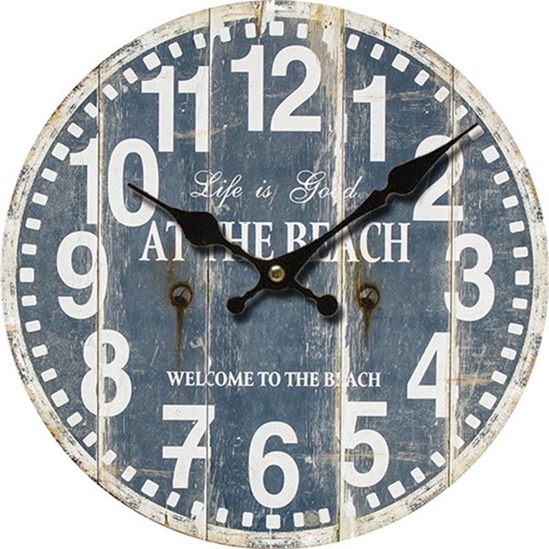 

diameter 34cm european creative living room mute wooden clock quartz wall