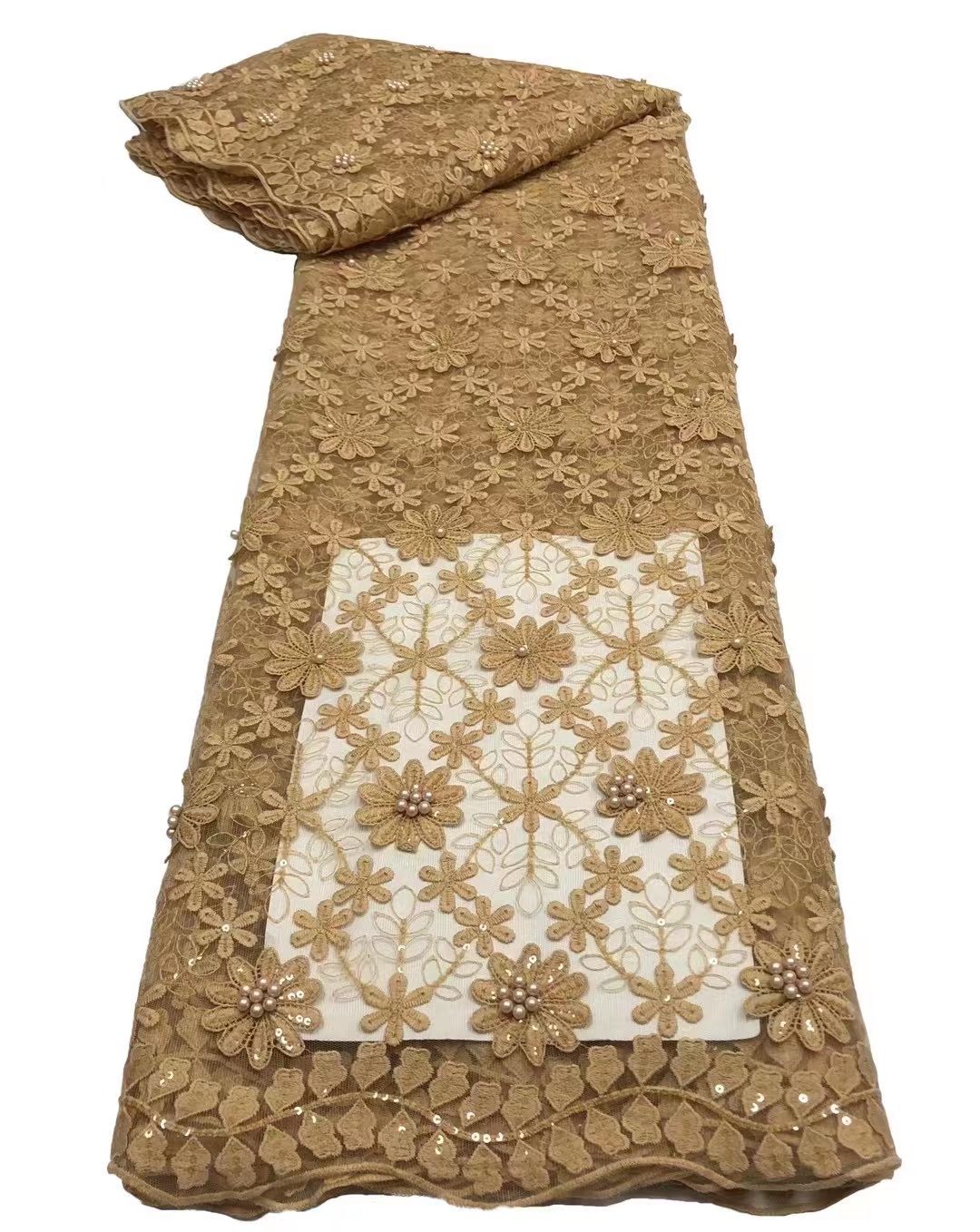 

French Net Lace Fabric Nigerian Quality Illuminent Embroidery Tulle Sequins African Sewing Material for Christmas Party Dress