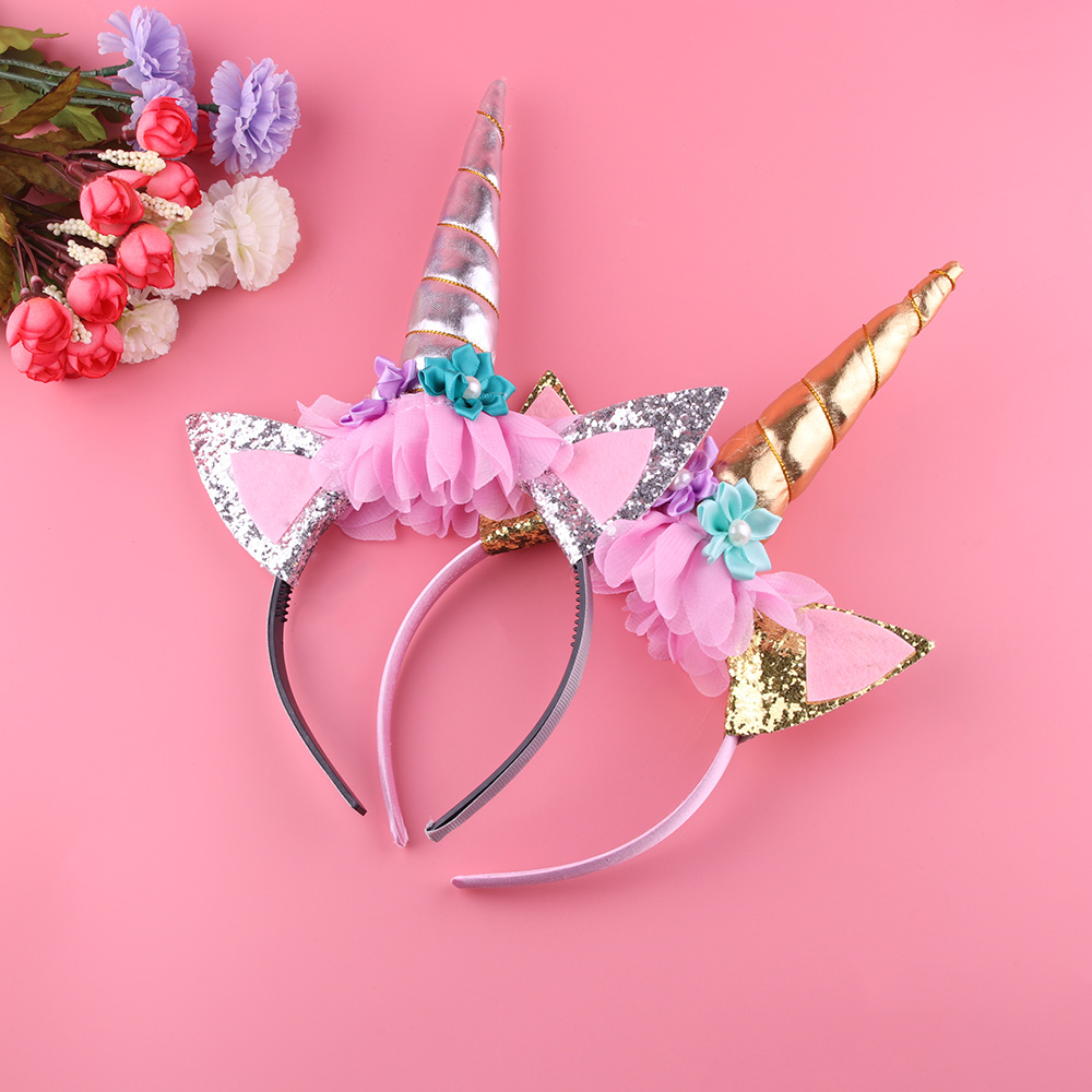 

hair accessories Handmade Kids Party Gold Unicorn Headband Horn Gold Glittery Beautiful Headwear Hairband Hair Accessories Gold/Silver