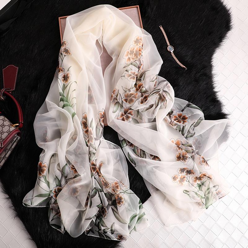 

Scarves Shawl Spring And Autumn Poncho Cape Printed Silk-Like Scarf Women Tippet Long Summer Beach Sunscreen Explosion Hijab, Blue;gray
