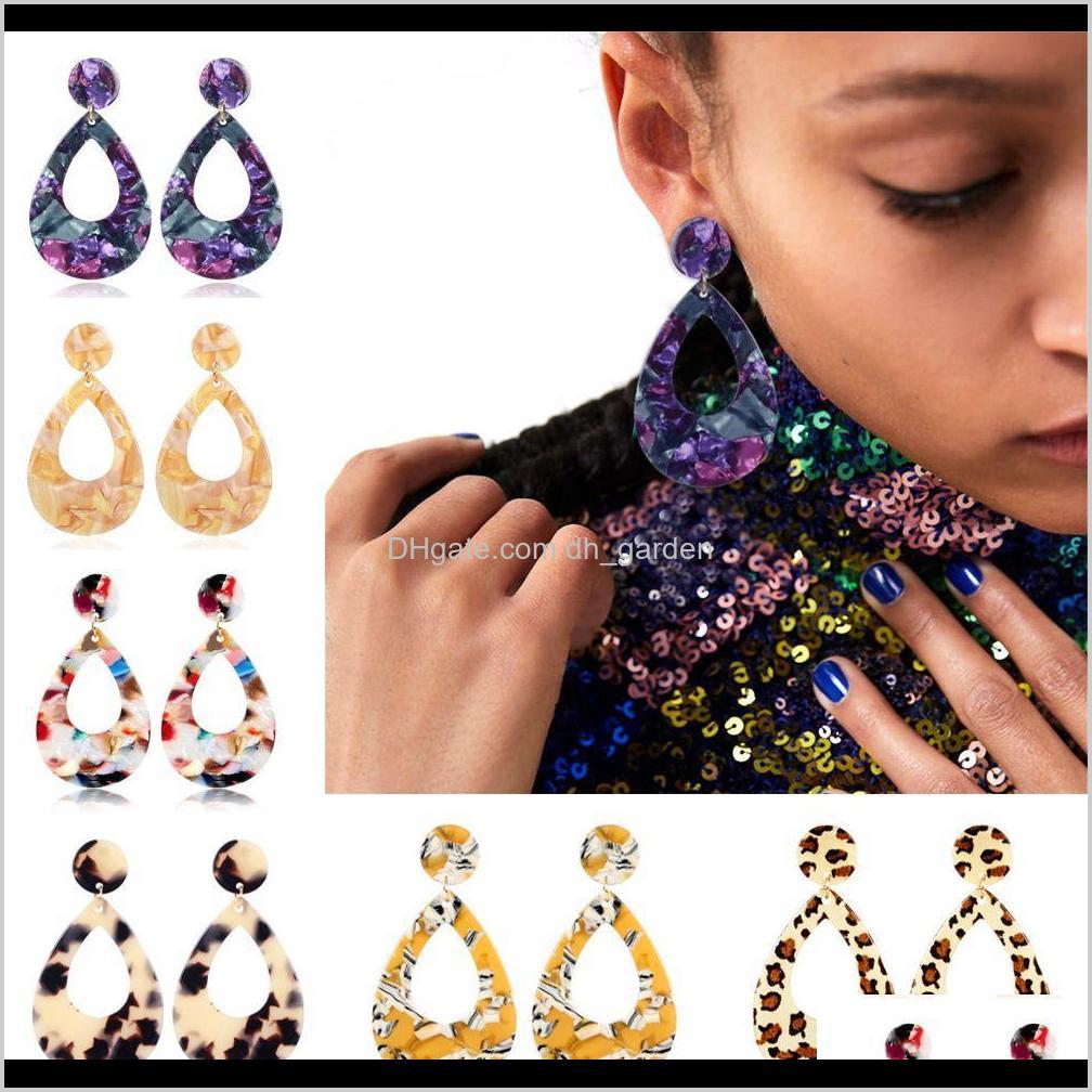 

Exaggerated Water Drop Geometric Circle Acetate Acrylic Resin Leopard Print Big Dangle Drop Statement Lady'S Earrings Gff2A Jwhct, Silver