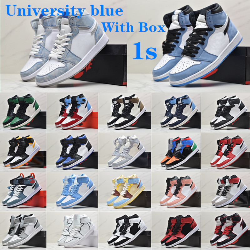 

High Basketball shoes White University Blue Black Royal silver toe UNC light smoke grey chicago Mens womens Running Sneakers Dark Mocha twist Trainers, 49