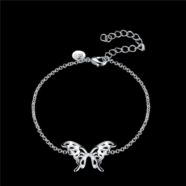 

Women's Sterling Silver Plated Butterfly Charm Bracelet GSSB622 fashion 925 silver plate jewelry bracelets