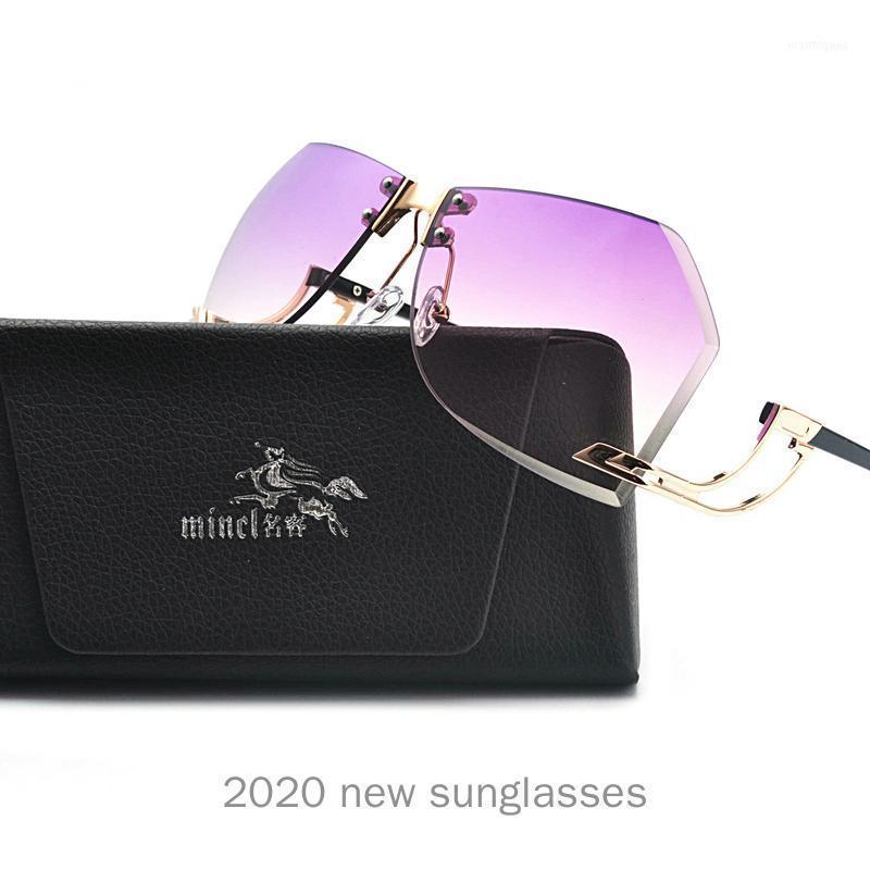 

Sunglasses Frameless Purple For Women Men Brand Black Square Shades UV Gradient Sun Glasses Cool One Piece Designer NX1