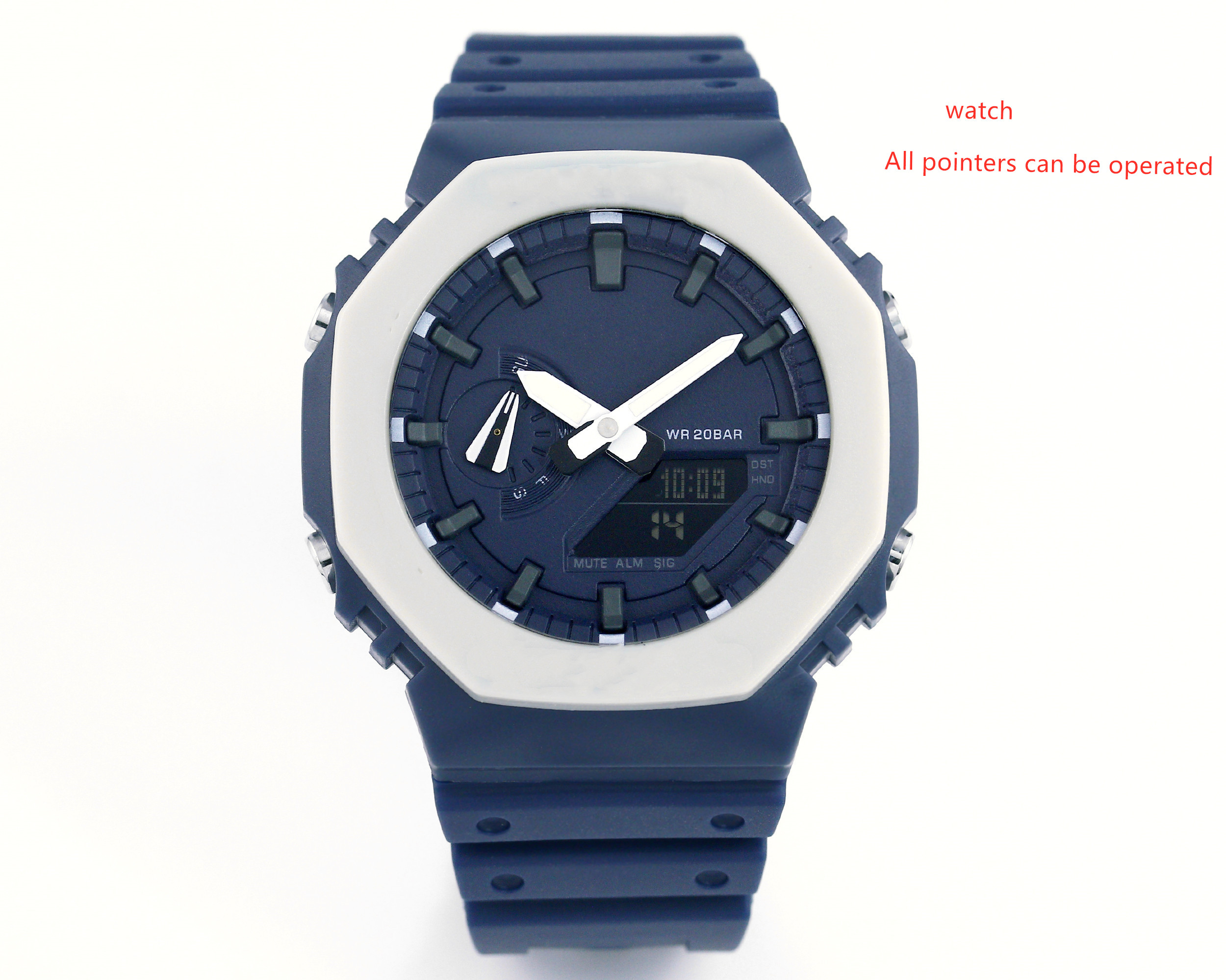 

2100 Men's Quartz Sports Waterproof Digital Watch DZ7333 LED Cold Light Display PU Band Green Type High Quality