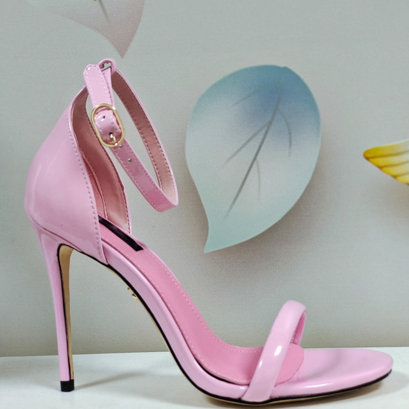 

designer women Sandals party fashion Leopard Print shiny leather Dance shoe sexy heels Super Lady wedding Metal Belt buckle High Heel Woman shoes size 35-42 With box, Red