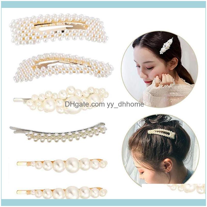 

Jewelry6Pcs Korean Women Fashion Hair Pins Clip Jewelry Imitation Pearl Barrette Set Bridal Wedding Aessories Gift Clips & Barrettes Drop De