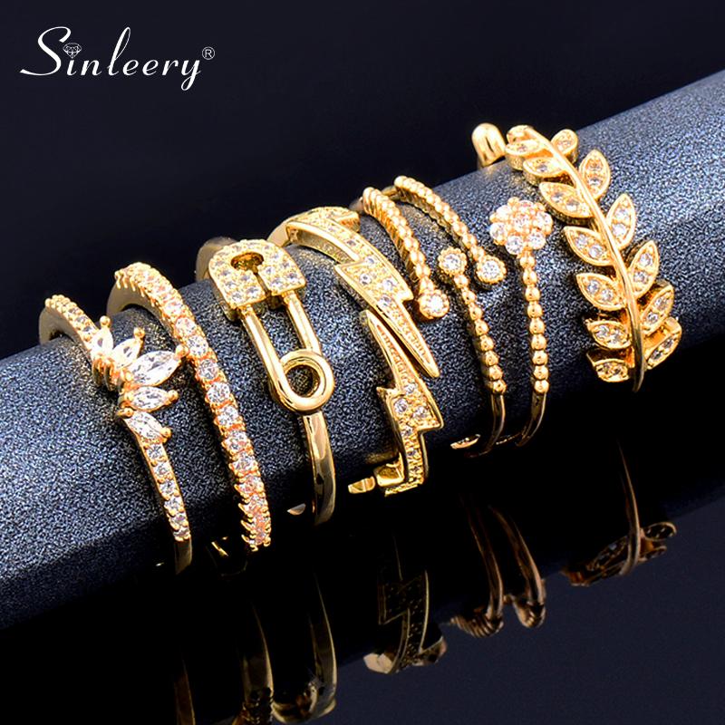 

Cluster Rings SINLEERY Mix Style Finger Gold For Women Girls Dazzling Cubic Zirconia 2021 Fashion Jewelry SSK, Golden;silver