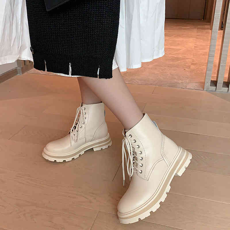 

boots bow-up round toe comfortable genuine leather women motorcycle boots fashion platform chunky shoes heel girls ankle il0m, Black