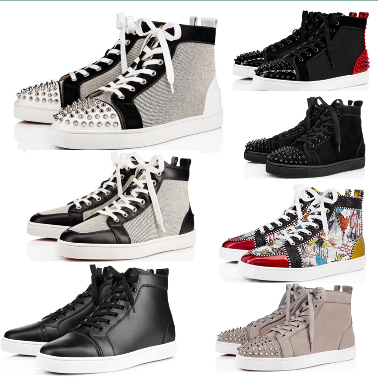 

2022 Men Women Red Sole Designer Shoes Sneakers Studded Rivets Casual Shoes Rivet Studs Flat Shoe Stylist Brand Suede Patent Leather Trainers With box 35-48