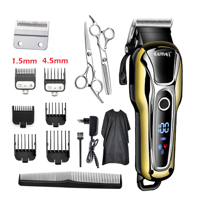 

100-240V Kemei Professional Hair Clipper Rechargeable Hair Trimmer Beard Shaving Machine Hair Cutting For Barber