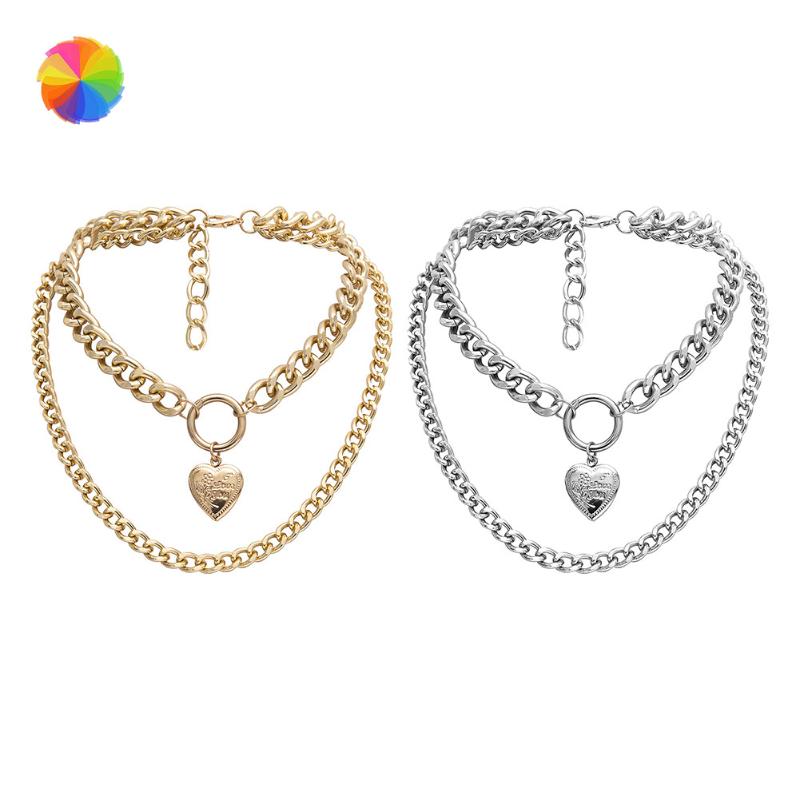 

Pendant Necklaces Gothic Hip Hop Boho Choker Collier Gold Heart Shaped Collares Chains Jewelry For Women