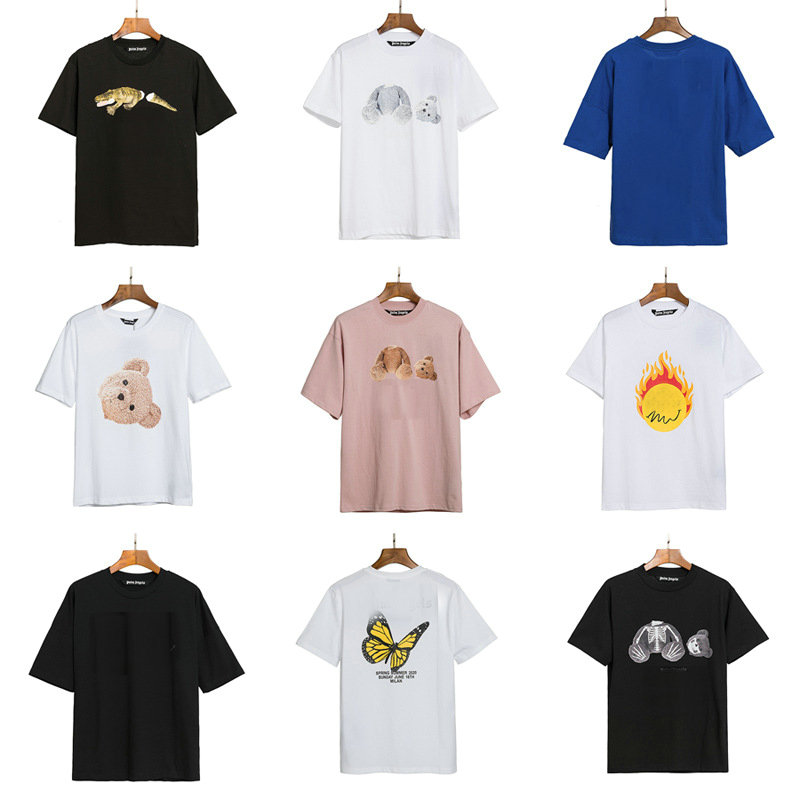 

16 colors men  designer t shirts fashion Womens T-shirts Mans Palms Stylist Tee Guillotine Bear Printed looseletter hip tees tops cotton sweater pullover tshirts, Dust bag;pls don't choose it;tks