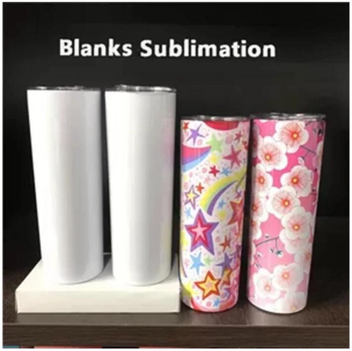 

US Stock 20oz Sublimation Skinny Tumbler Blank Stainless Steel Tumbler DIY Straight Cups Vacuum Insulated 600ml Car Tumbler Coffee Mugs BA28