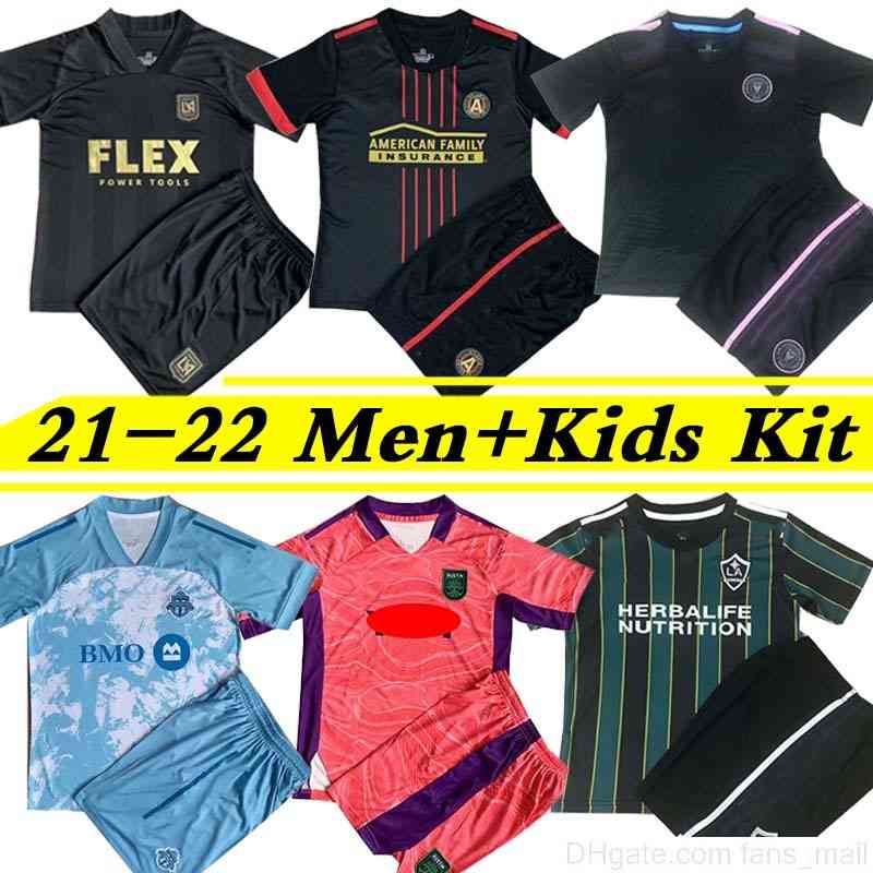

21/22 MLS Men+Kids Kit Soccer Jerseys LA Galaxy Inter Miami Atlanta United Austin LAFC Toronto New York 2021 2022 Home Away Goalkeeper, Black;yellow