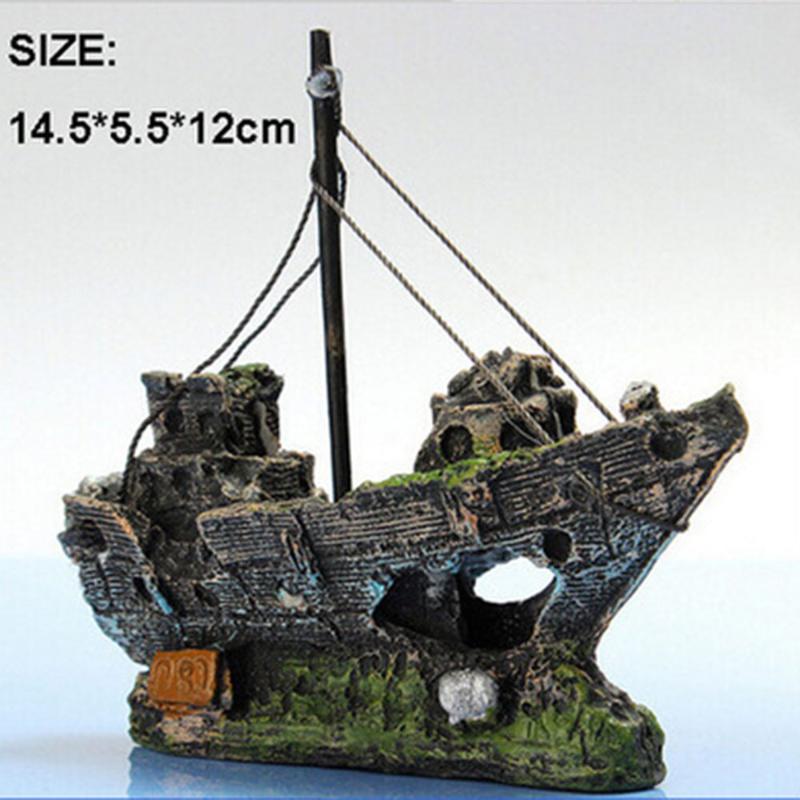 

Aquarium Ornament Fish Tank Landscape Pirate Ship Wreck Decor Resin Boat Accessories Decoration Decorations
