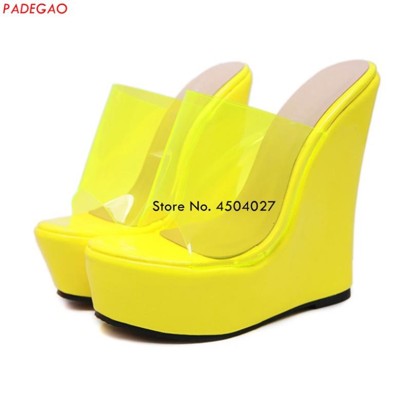 

Slippers Summer Woman Shoes Platform Wedge Women Outside High Heel For Yellow/Orange Ladies, Black