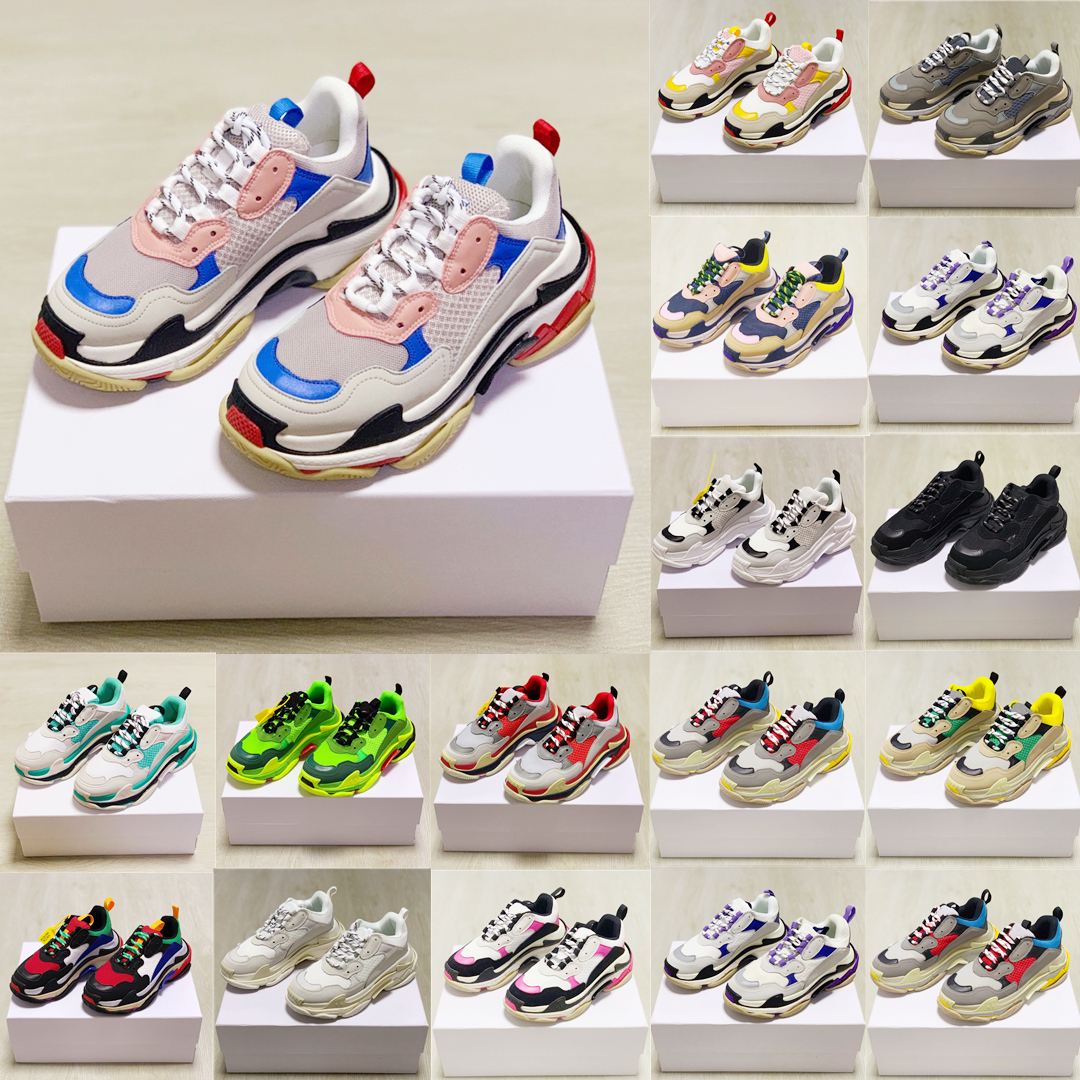 

Luxury Designer Vintage Triple S Casual Shoes Fashion Mixed Color Lace Up Women Breathable Sports Trainers Multicolor Outdoor Leisure Platform Old Dad Sneakers, Color1