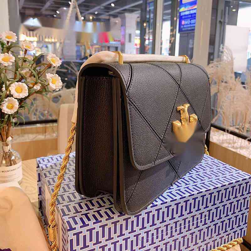 

2021 New Tb Leather Eleanor Show Single Shoulder Cross Body Organ Bag Diamond Flap Chain Small Square Bag, Red