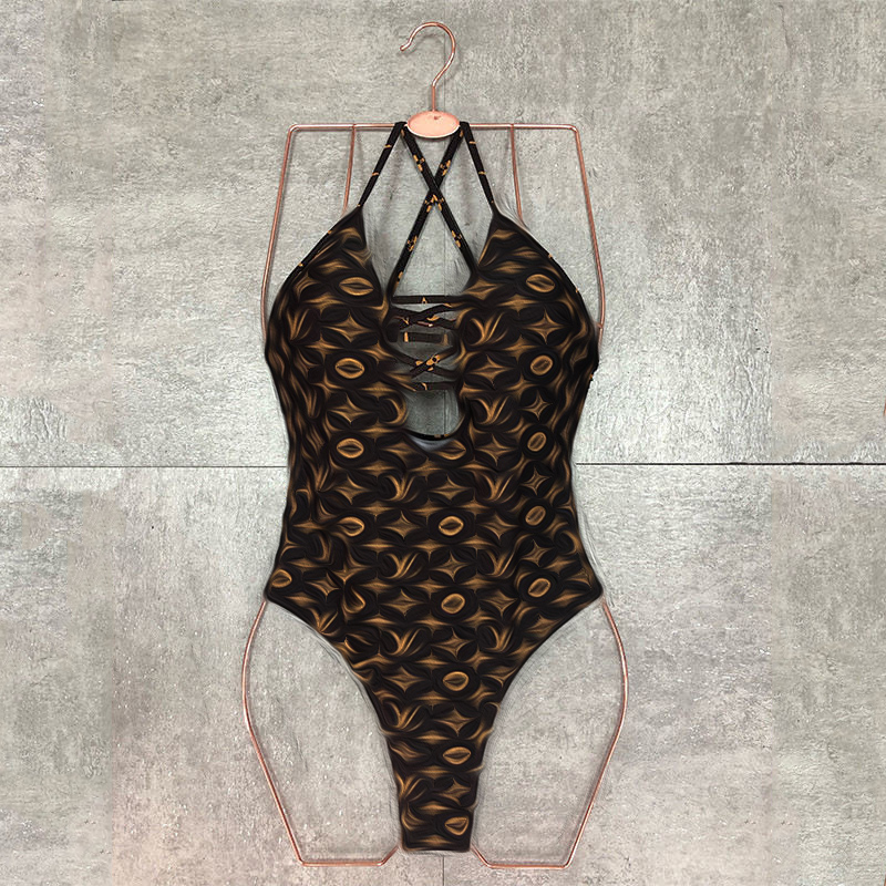 

Sexy One-piece Shoulder SwimwearS Letters Designer bathing suits Women Swimwear One Piece SwimsuitS Split Swimsuit Backless