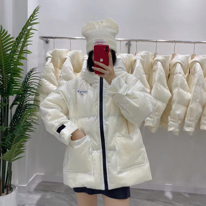 You Are My Glory Dilige Baggio Jingjing Same 21 White Down Jacket Women's Hooded Transparent Loose Coat