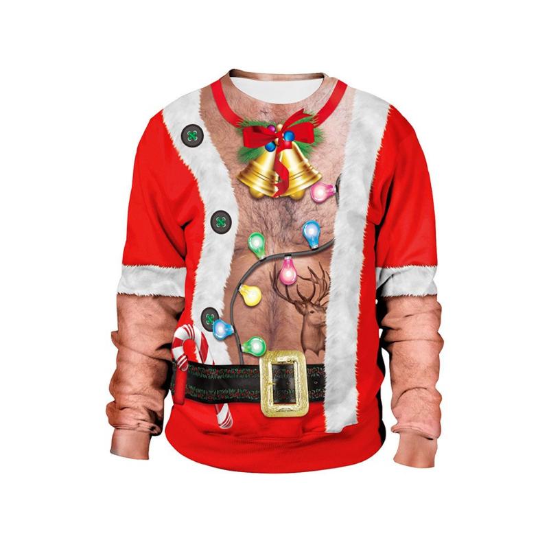 

Men's Hoodies & Sweatshirts Christmas Holiday Spoof Chestless Belly Button Hair 3D Digital Printing Men And Women Casual Crew Neck Sweatshir, Weiyi-01