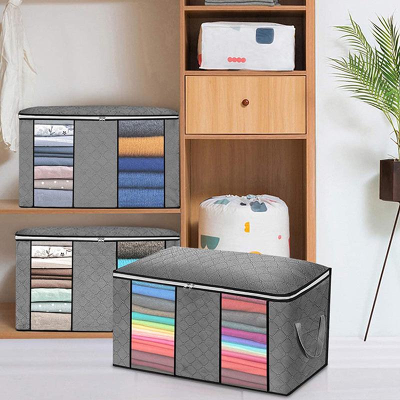 

Clothing & Wardrobe Storage 3/4 Pcs 90L Large Capacity Quilt Box Clothes Organizer Tidy Pouch Suitcase Home Container Bag