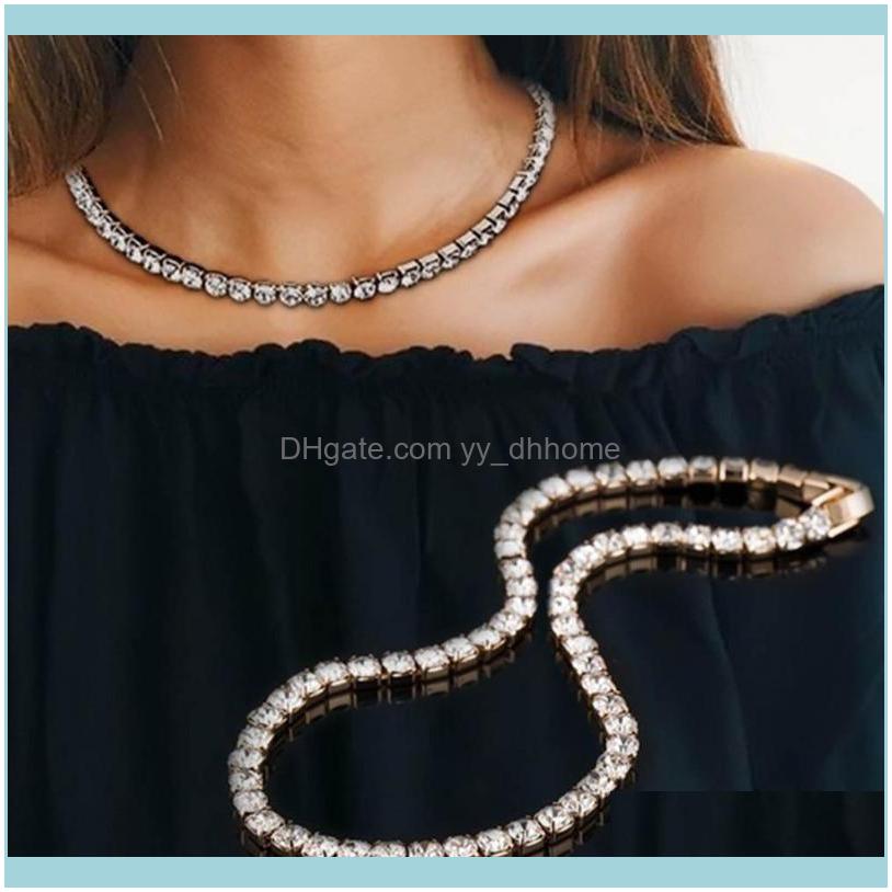 

Chokers & Pendants Jewelrychokers Sier Color Crystal Necklace Women Fashion Necklaces Pendant Statement Wedding Jewelry Clavicle Chain Choke
