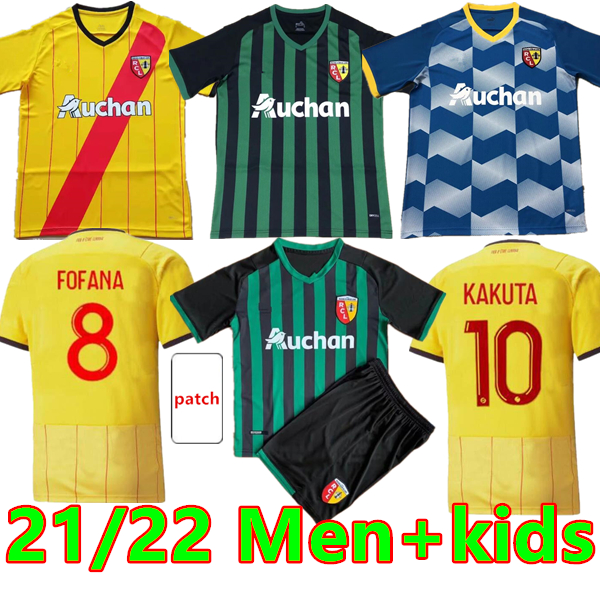 

21 22 Maillot Lens RC Soccer Jerseys Kakuta Ganago Sotoca Fofana Gradit Fortes Banza Cahuzac Doucoure 2021 2022 RC Football Shirts Men+Kids Kit SD Teams Home, 21/22 home