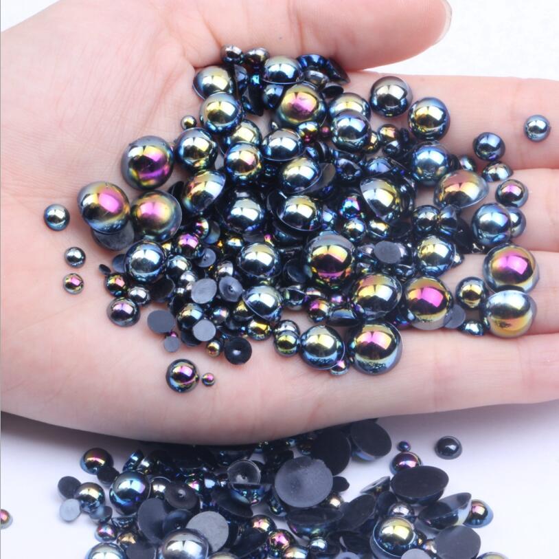 Flat bottom half round pearl Decorative Objects & Figurines color ABS imitation pearls 2-10mm mixed model 1000pcs DIY jewelry accessories-image-668826093