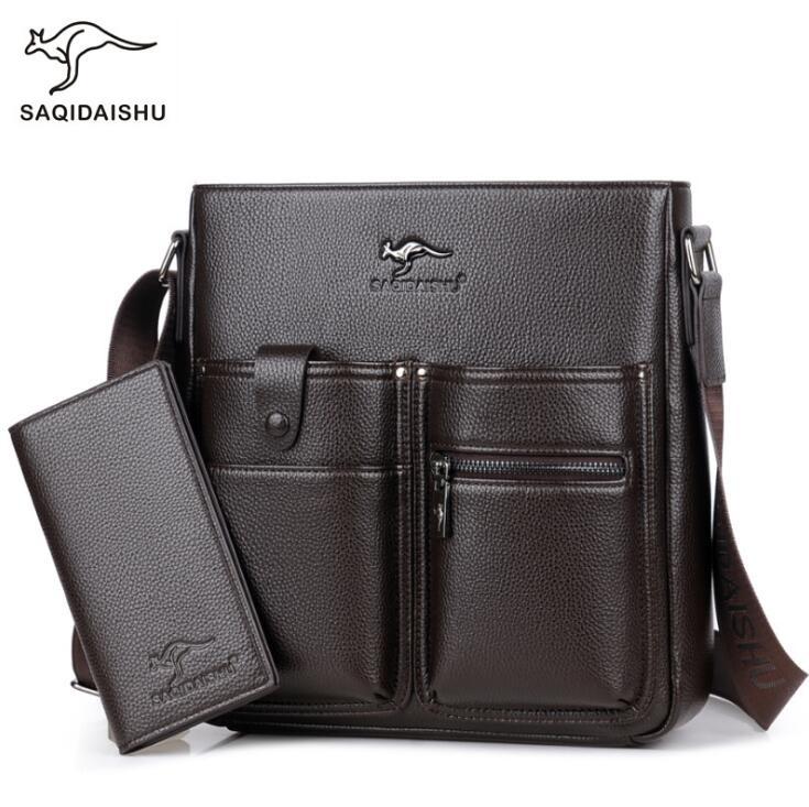 

Factory wholesale men bag leathers business mens shoulder bags outdoor leisure leather Messenger handbag multifunctional pocket decoration fashion handbags, Black1 litchi noodles