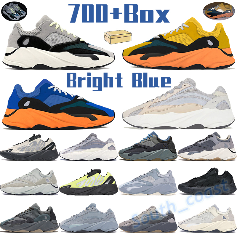 

With box 700 reflective running shoes men women sneakers sun OG solid grey bright blue carbon cream enflame amber bone mens sports trainers, Double box