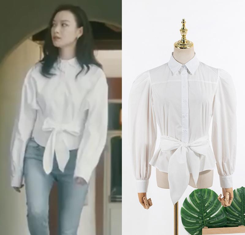 

Women' Blouses & Shirts Kpop IU Seo Yea Ji Spring Fashion White Women Long Sleeved Blouse Tops Office Work Wear Ladies Bow-knot Shirt