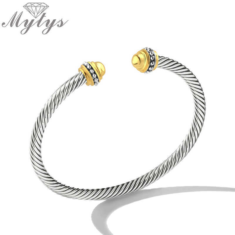 

Mytys Open Cuff Adjustable Wire Cable Bracelet for Women Brand Retro Antique Bangle Elegant Beautiful Valentine Q0717