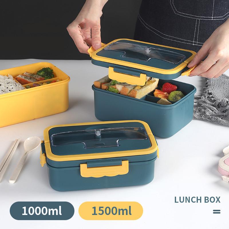 

Dinnerware Sets 1500ml Eco-friendly Material Wheat Straw Lunch Box Can Be Heated By Microwave Bento Large Capacity Container